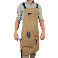 Waxed Canvas Workman Engineers Carpenter Apron With Waterproof Function, Soft and Ventilated Suit for Kitchen, Garden, Pottery