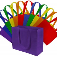 Large Multi-Color Reusable Gift Bags, Shopping Bag with Handles, Grocery Fabric Tote Reusable non-woven bag