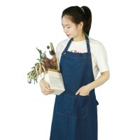 wholesale low price China fashion denim aprons kitchen logo custom kitchen apron