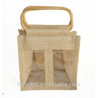 durable eco-friendly clear shopping gift bag,jute bag with window