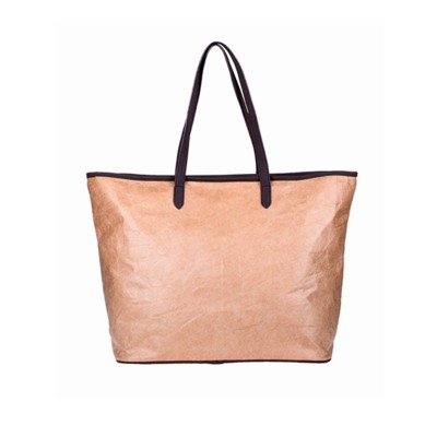 New kraft paper DuPont shopping bag Tyvek  leather handle tote bag